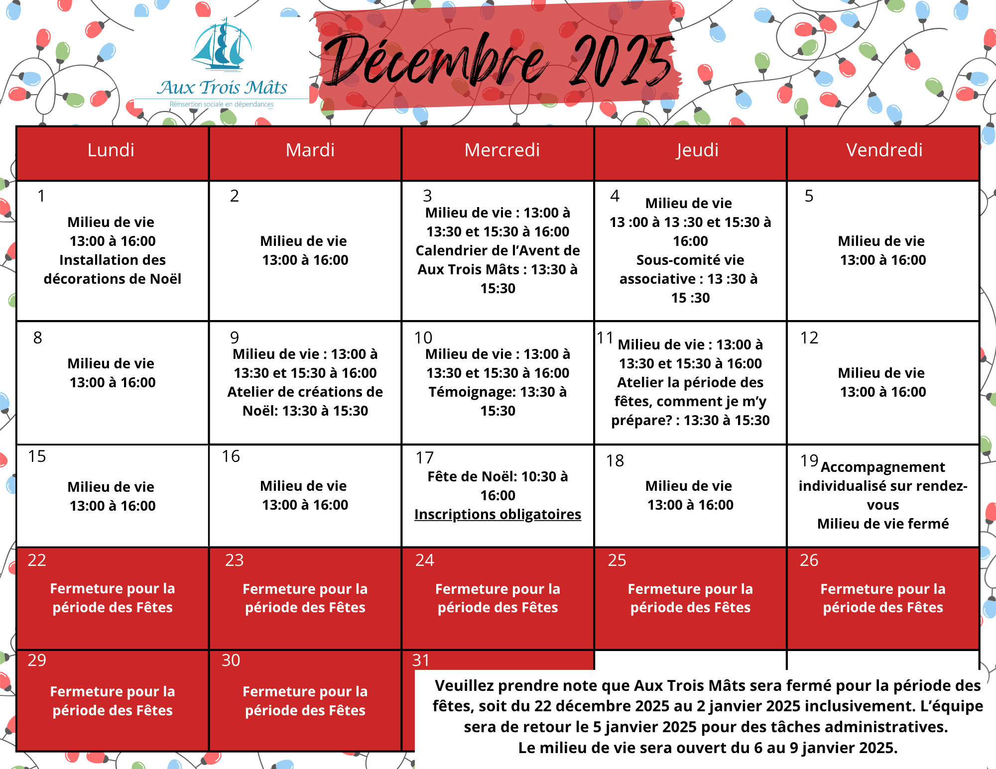 Programmation Décembre