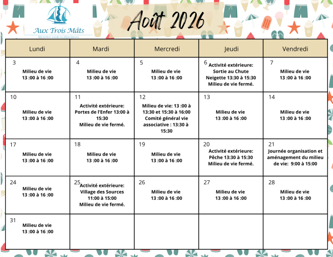 Programmation août 2026